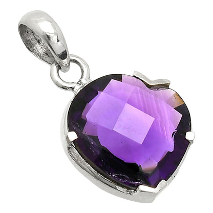 Heart - African Amethyst Checker Pendant P-1043 SDP150223