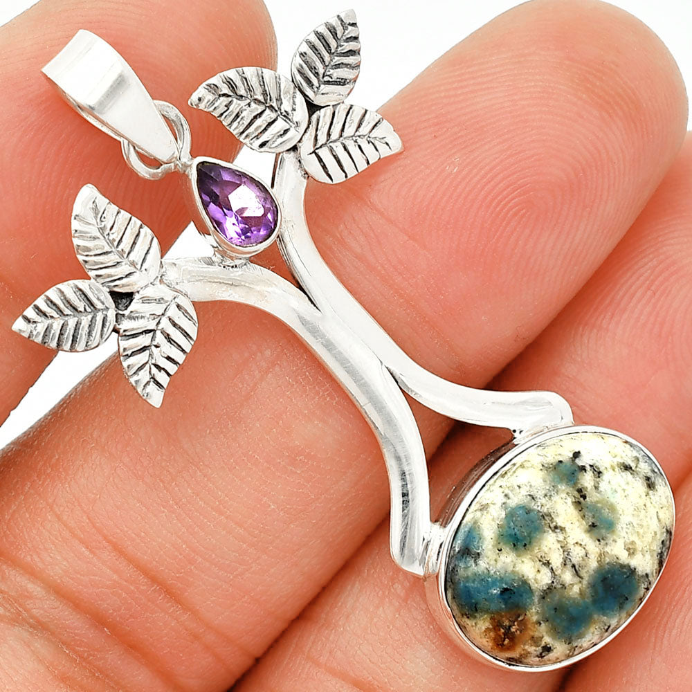 K2 Blue Azurite In Quartz & Amethyst Pendant P-1420 SDP150239