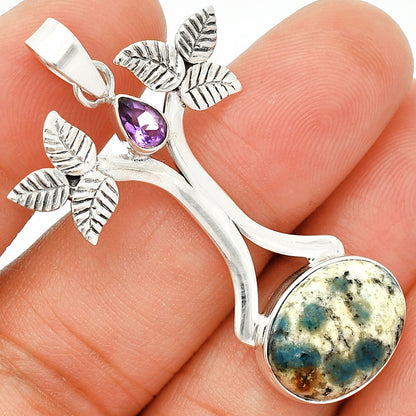 K2 Blue Azurite In Quartz & Amethyst Pendant P-1420 SDP150239