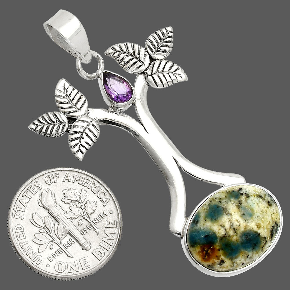 K2 Blue Azurite In Quartz & Amethyst Pendant P-1420 SDP150239