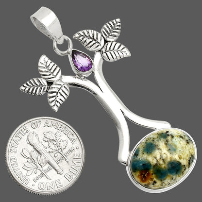 K2 Blue Azurite In Quartz & Amethyst Pendant P-1420 SDP150239