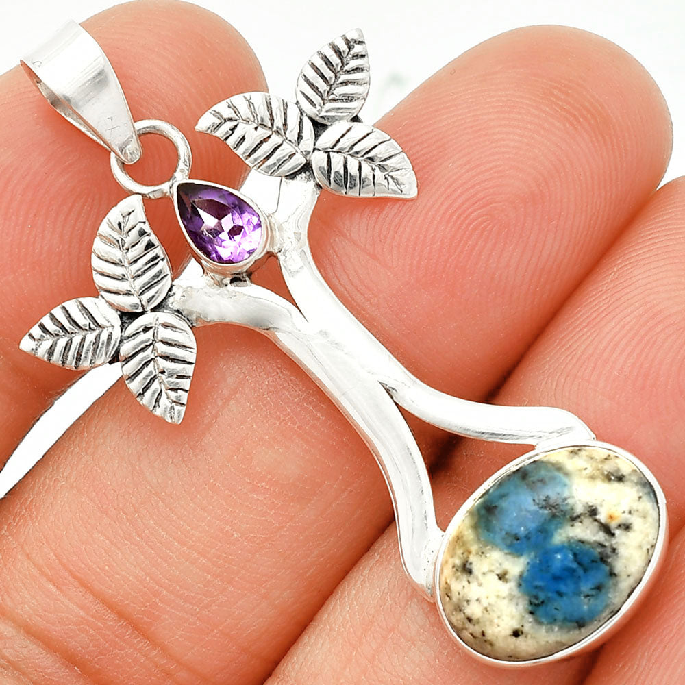 K2 Blue Azurite In Quartz & Amethyst Pendant P-1420 SDP150240