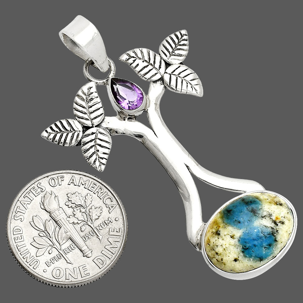 K2 Blue Azurite In Quartz & Amethyst Pendant P-1420 SDP150240