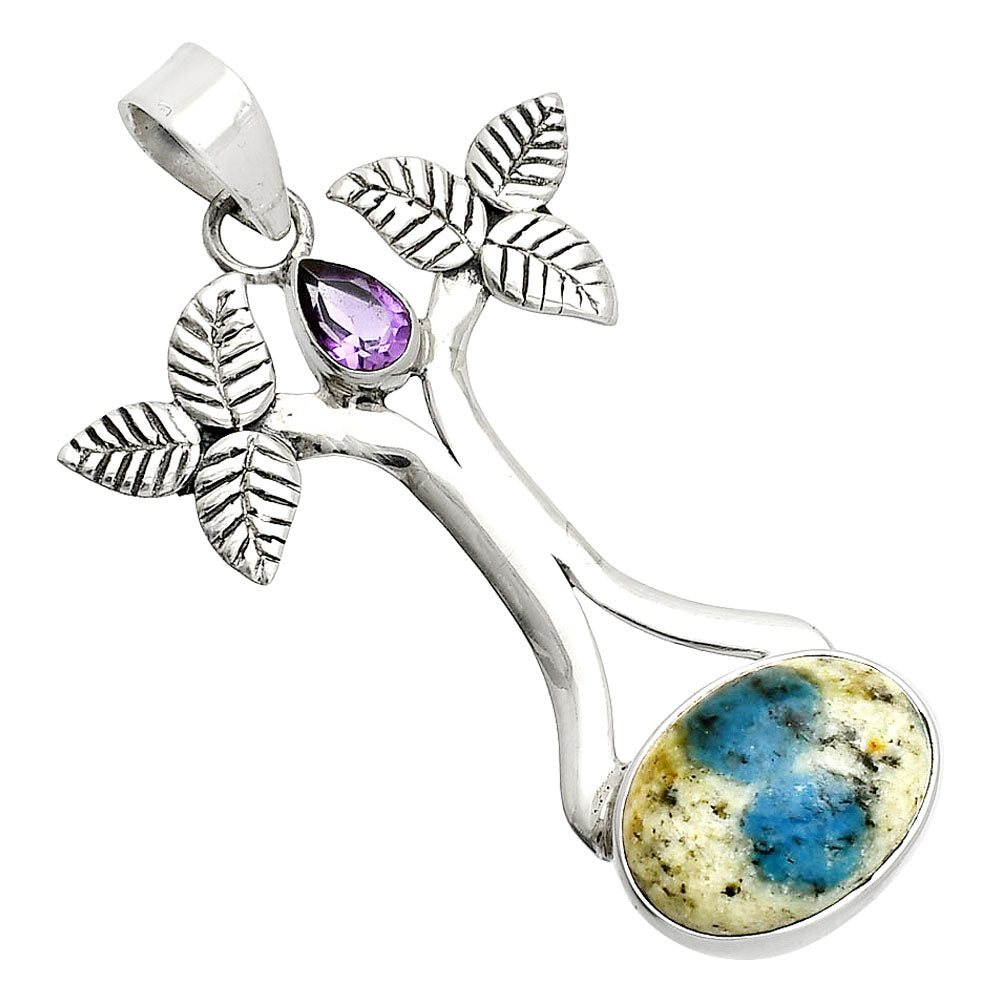 K2 Blue Azurite In Quartz & Amethyst Pendant P-1420 SDP150240