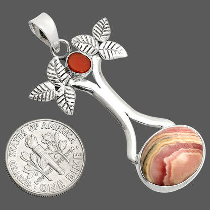 Rhodochrosite Argentina & Coral Rough Pendant P-1420 SDP150249