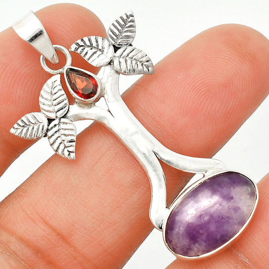 Natural Purple Lepidolite & Garnet Pendant P-1420 SDP150258