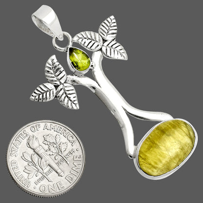 Natural Australian Prehnite & Peridot Pendant P-1420 SDP150261