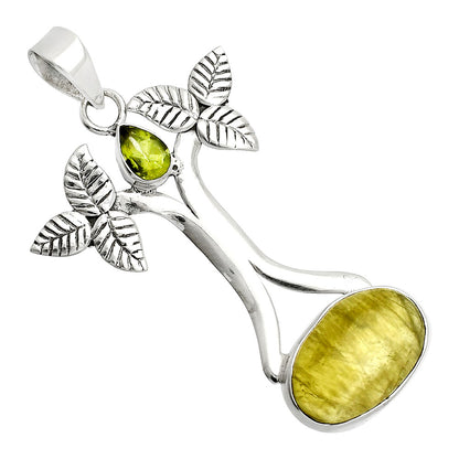 Natural Australian Prehnite & Peridot Pendant P-1420 SDP150261