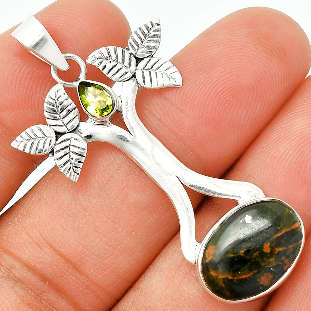 Turkish Rainforest Chrysocolla & Peridot Pendant P-1420 SDP150265
