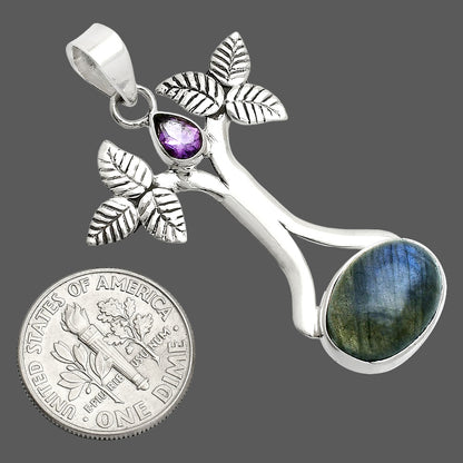 Blue Fire Labradorite & Amethyst Pendant P-1420 SDP150274
