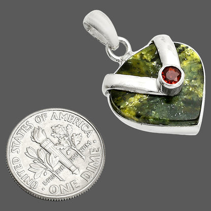 Natural Serpentine & Garnet Pendant P-1735 SDP150718