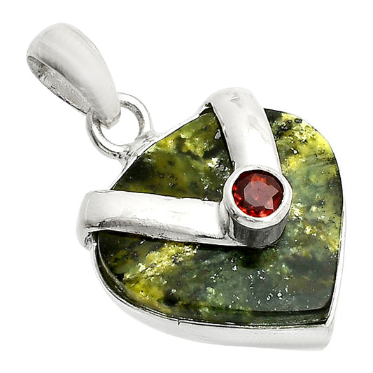 Natural Serpentine & Garnet Pendant P-1735 SDP150718