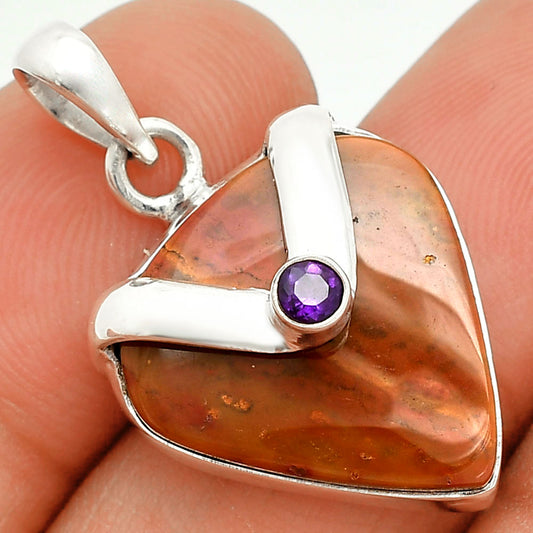 Natural Red Moss Agate & Amethyst Pendant P-1735 SDP150724