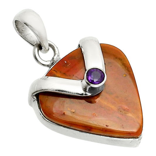 Natural Red Moss Agate & Amethyst Pendant P-1735 SDP150724