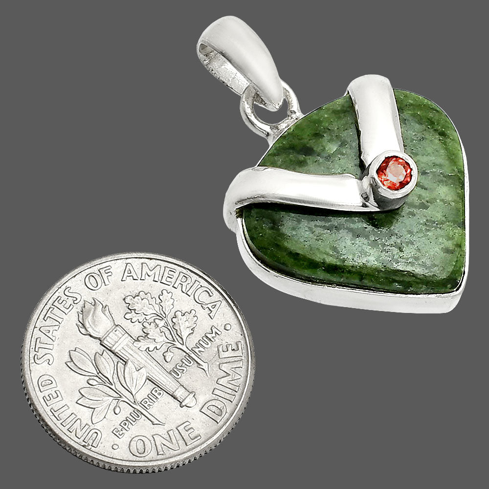 Natural Serpentine & Garnet Pendant P-1735 SDP150730