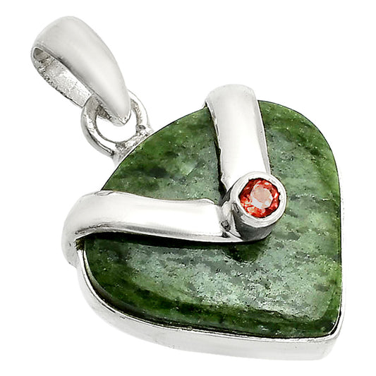 Natural Serpentine & Garnet Pendant P-1735 SDP150730
