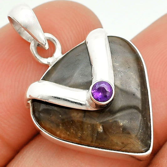 Natural Bat Cave Jasper & Amethyst Pendant P-1735 SDP150731
