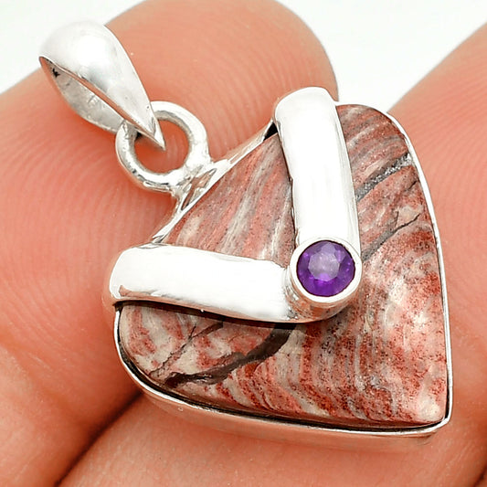 Natural Snake Skin Jasper & Amethyst Pendant P-1735 SDP150732