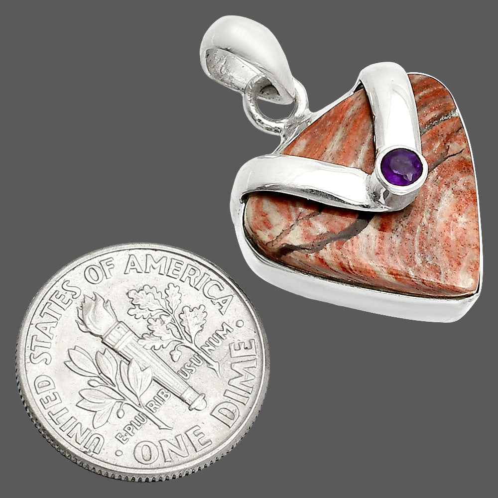 Natural Snake Skin Jasper & Amethyst Pendant P-1735 SDP150732