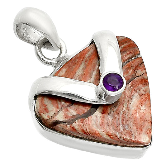 Natural Snake Skin Jasper & Amethyst Pendant P-1735 SDP150732