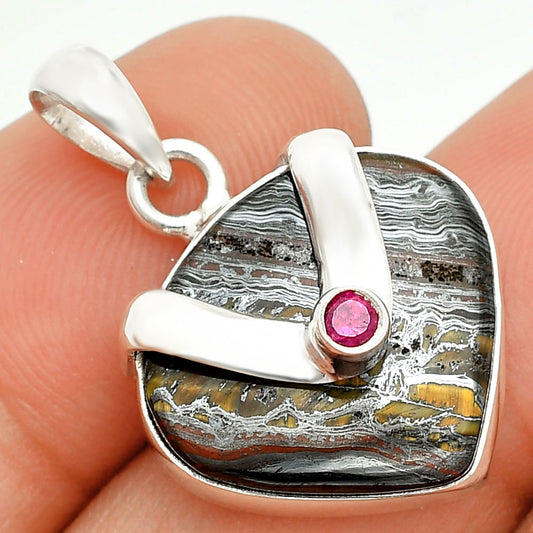 Natural Iron Tiger Eye & Ruby Pendant P-1735 SDP150741