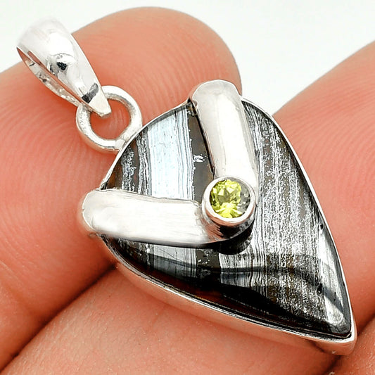 Natural Iron Tiger Eye & Peridot Pendant P-1735 SDP150742