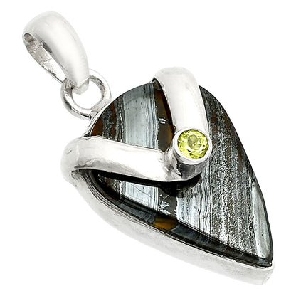 Natural Iron Tiger Eye & Peridot Pendant P-1735 SDP150742