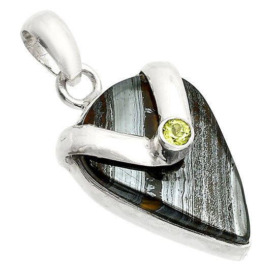 Natural Iron Tiger Eye & Peridot Pendant P-1735 SDP150742
