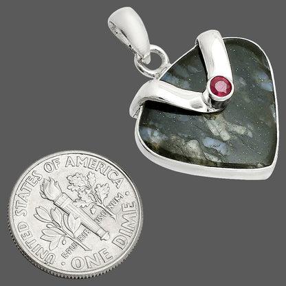 Llanite Blue Opal Crystal Sphere & Ruby Pendant P-1735 SDP150746