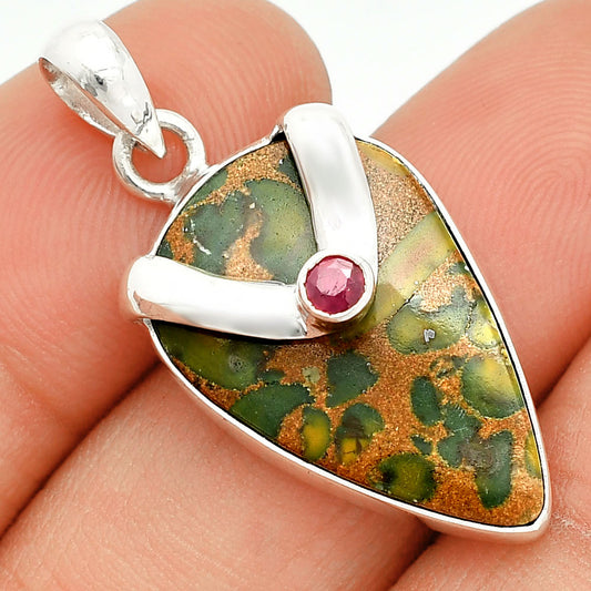 Natural Bamboo Jasper & Ruby Pendant P-1735 SDP150747