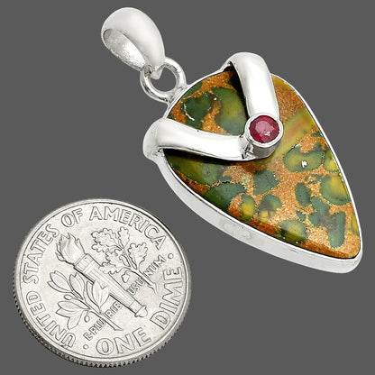 Natural Bamboo Jasper & Ruby Pendant P-1735 SDP150747