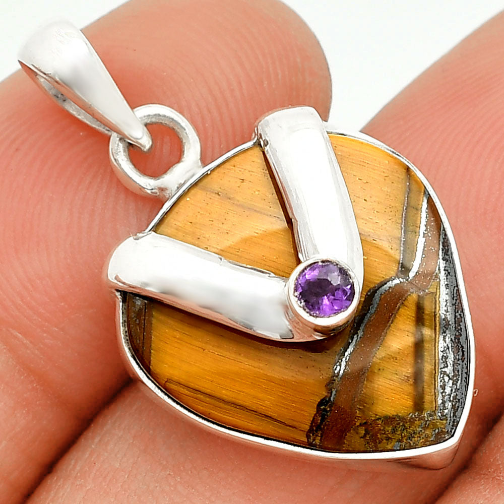Natural Iron Tiger Eye & Amethyst Pendant P-1735 SDP150748