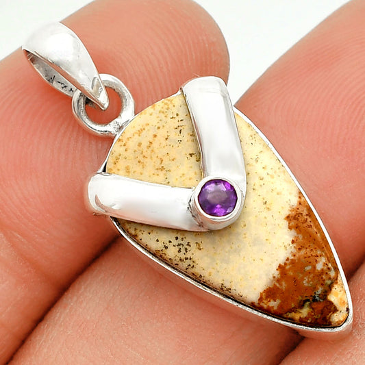 Natural Picture Jasper & Amethyst Pendant P-1735 SDP150751
