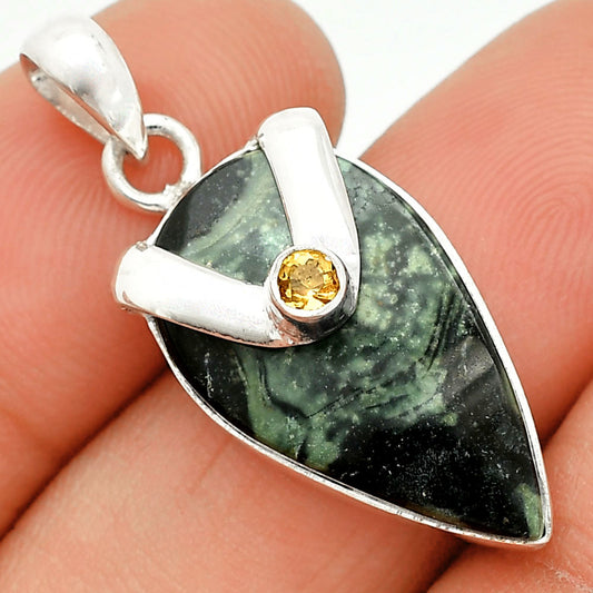 Natural Star Galaxy Jasper & Citrine Pendant P-1735 SDP150752