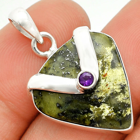 Natural Serpentine & Amethyst Pendant P-1735 SDP150753