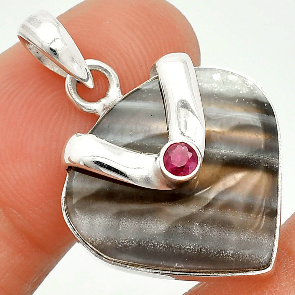 Natural Banded Onyx & Ruby Pendant P-1735 SDP150758