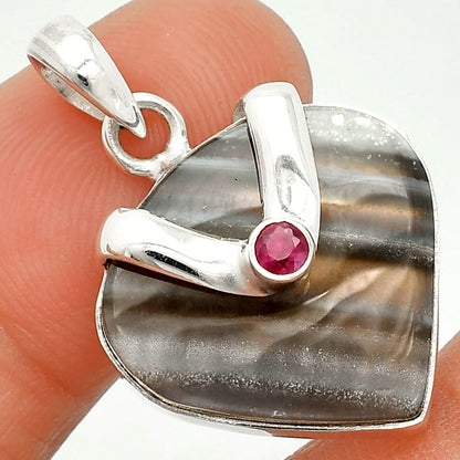 Natural Banded Onyx & Ruby Pendant P-1735 SDP150758