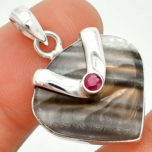 Natural Banded Onyx & Ruby Pendant P-1735 SDP150758