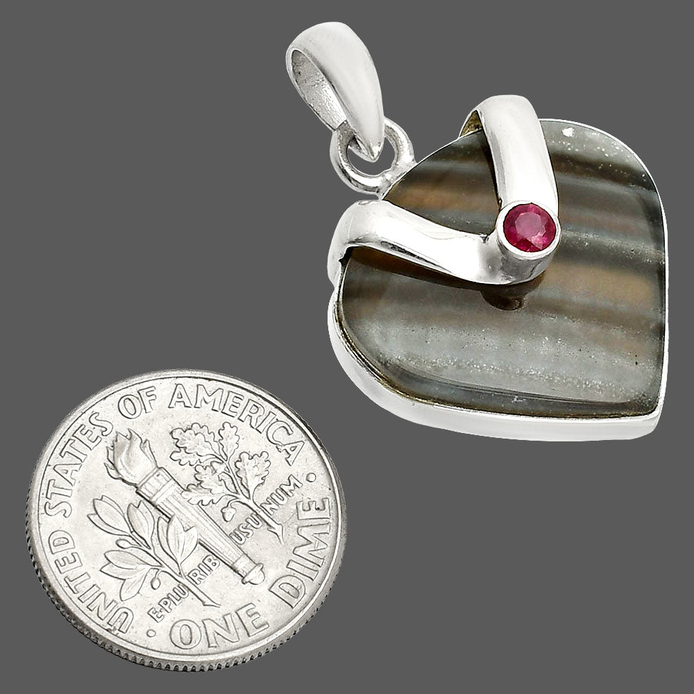 Natural Banded Onyx & Ruby Pendant P-1735 SDP150758