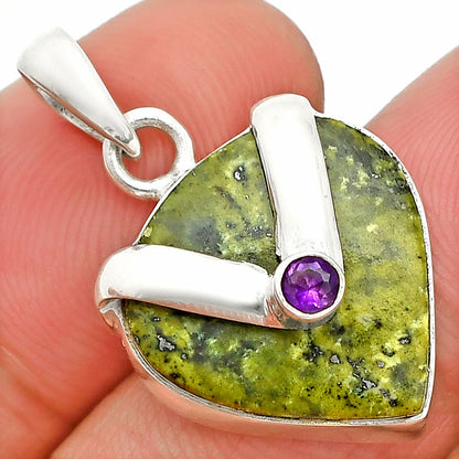 Natural Serpentine & Amethyst Pendant P-1735 SDP150762