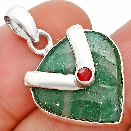 Natural Green Aventurine & Garnet Pendant P-1735 SDP150765
