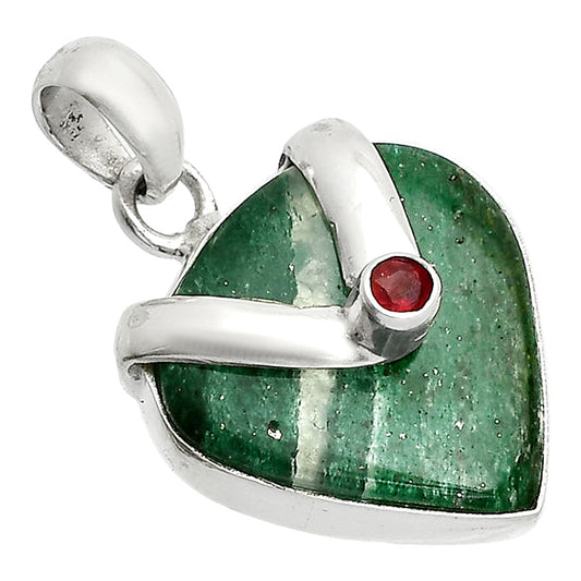 Natural Green Aventurine & Garnet Pendant P-1735 SDP150765