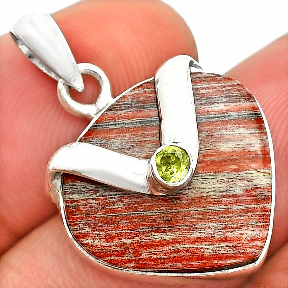 Natural Snake Skin Jasper & Peridot Pendant P-1735 SDP150767