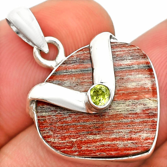 Natural Snake Skin Jasper & Peridot Pendant P-1735 SDP150767