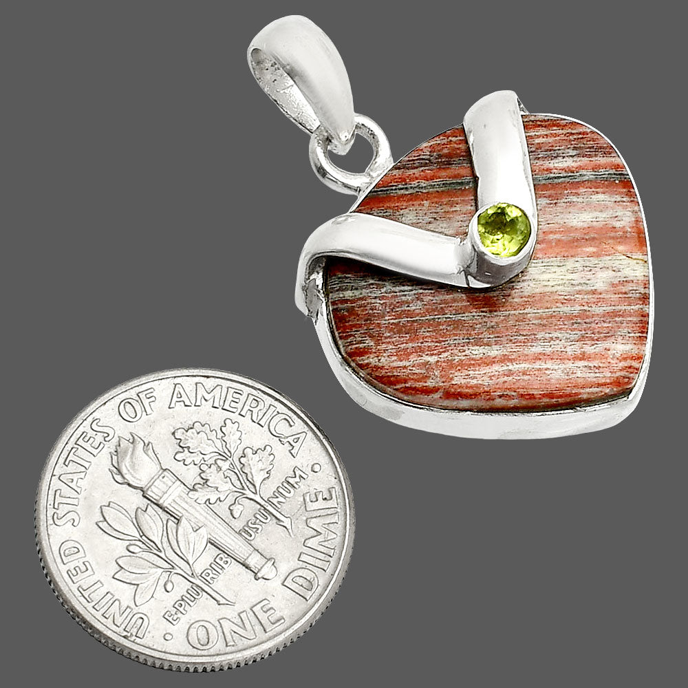 Natural Snake Skin Jasper & Peridot Pendant P-1735 SDP150767