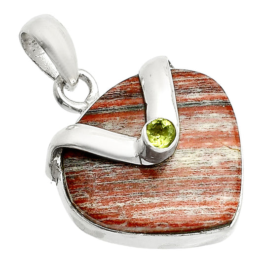 Natural Snake Skin Jasper & Peridot Pendant P-1735 SDP150767