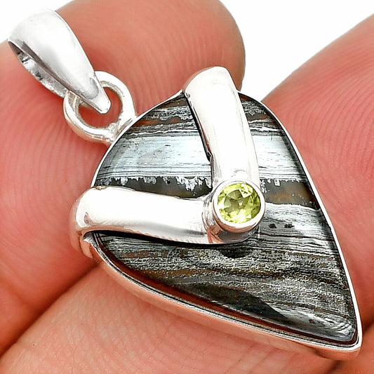 Natural Iron Tiger Eye & Peridot Pendant P-1735 SDP150769