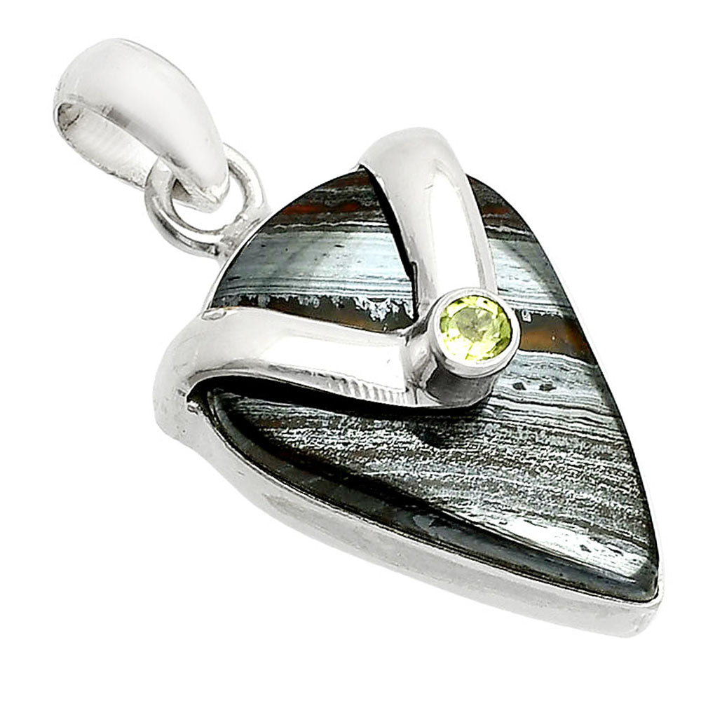 Natural Iron Tiger Eye & Peridot Pendant P-1735 SDP150769
