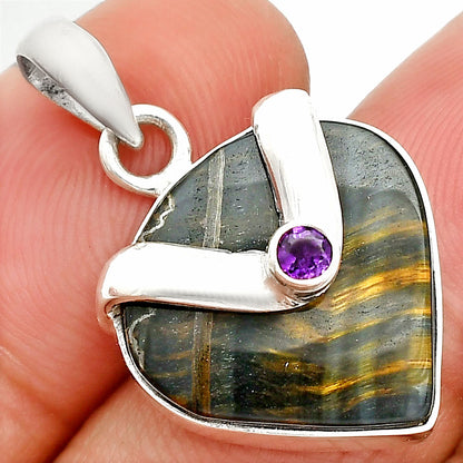 Natural Blue Tiger Eye & Amethyst Pendant P-1735 SDP150770