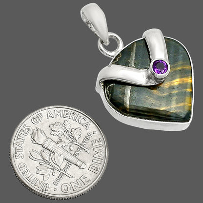 Natural Blue Tiger Eye & Amethyst Pendant P-1735 SDP150770